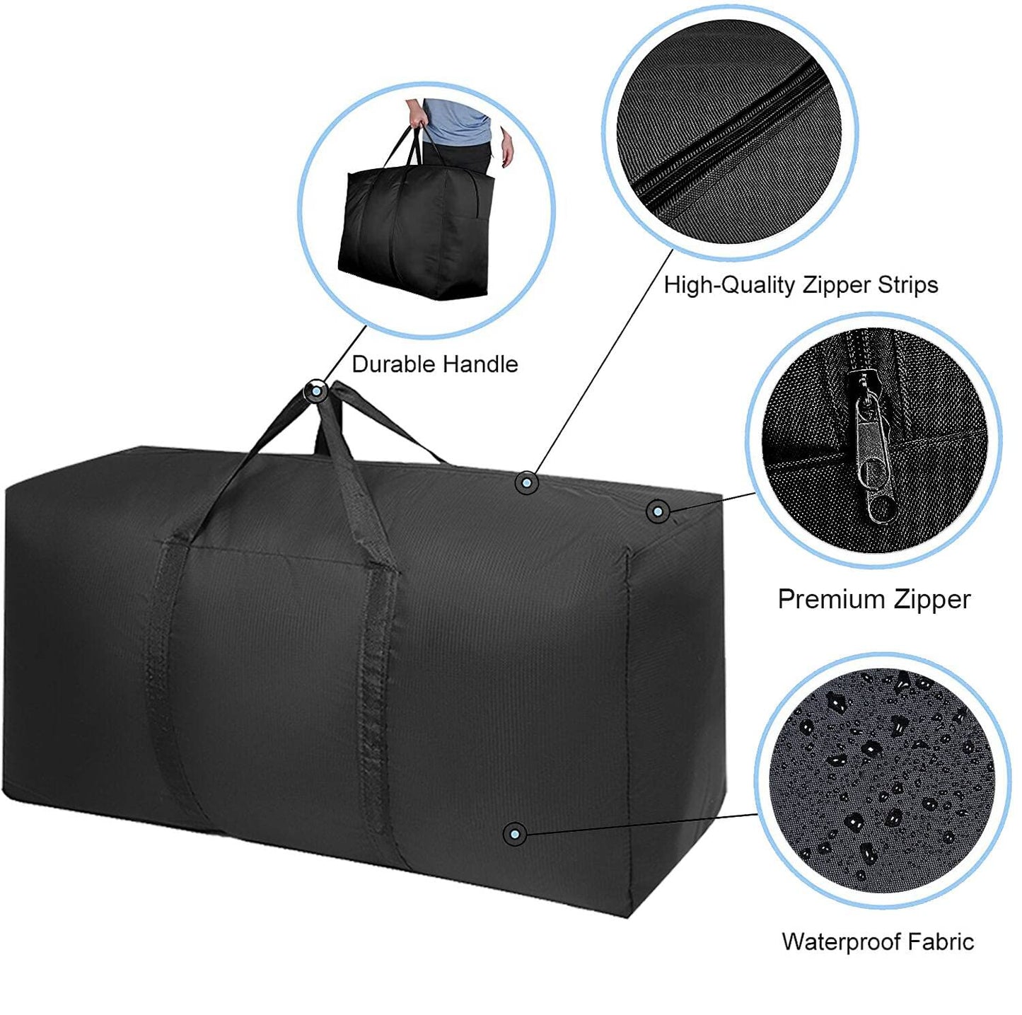 Extra Large Moving Bags with Strong Zippers & Carrying Handles, Storage Bags Storage Totes for Clothes, Moving Supplies, Space Saving Oversized Storage Bag Organizer for Moving, Traveling (2 Pack)