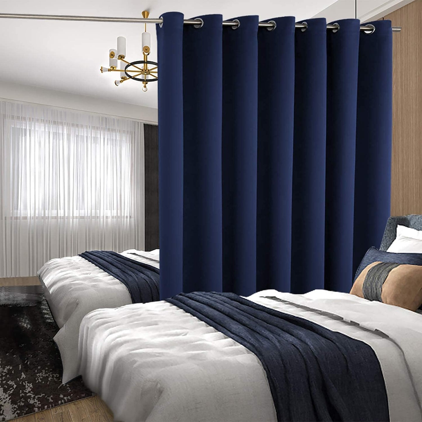 INtex CURTAINS HOUSE Blackout Curtains - Soft Peachy Texture Thermal Insulating Curtains-Silver Steel Grommets Blackout For Living Rooms And Bedrooms - Single Panel 135W X 230L CM Black