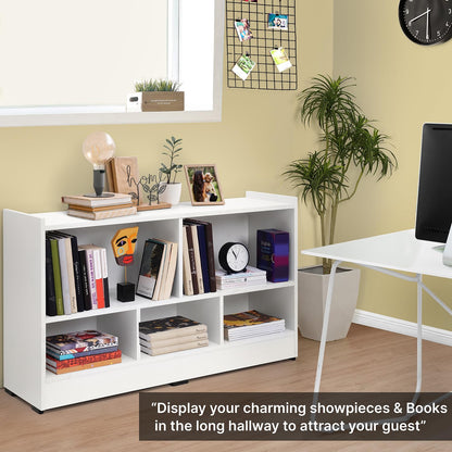 5-Compartment Engineered Wood Book Shelf, a DIY Slim Open Display Rack for Home Library or Office, L110 x H62.5 cm, in a versatile White finish