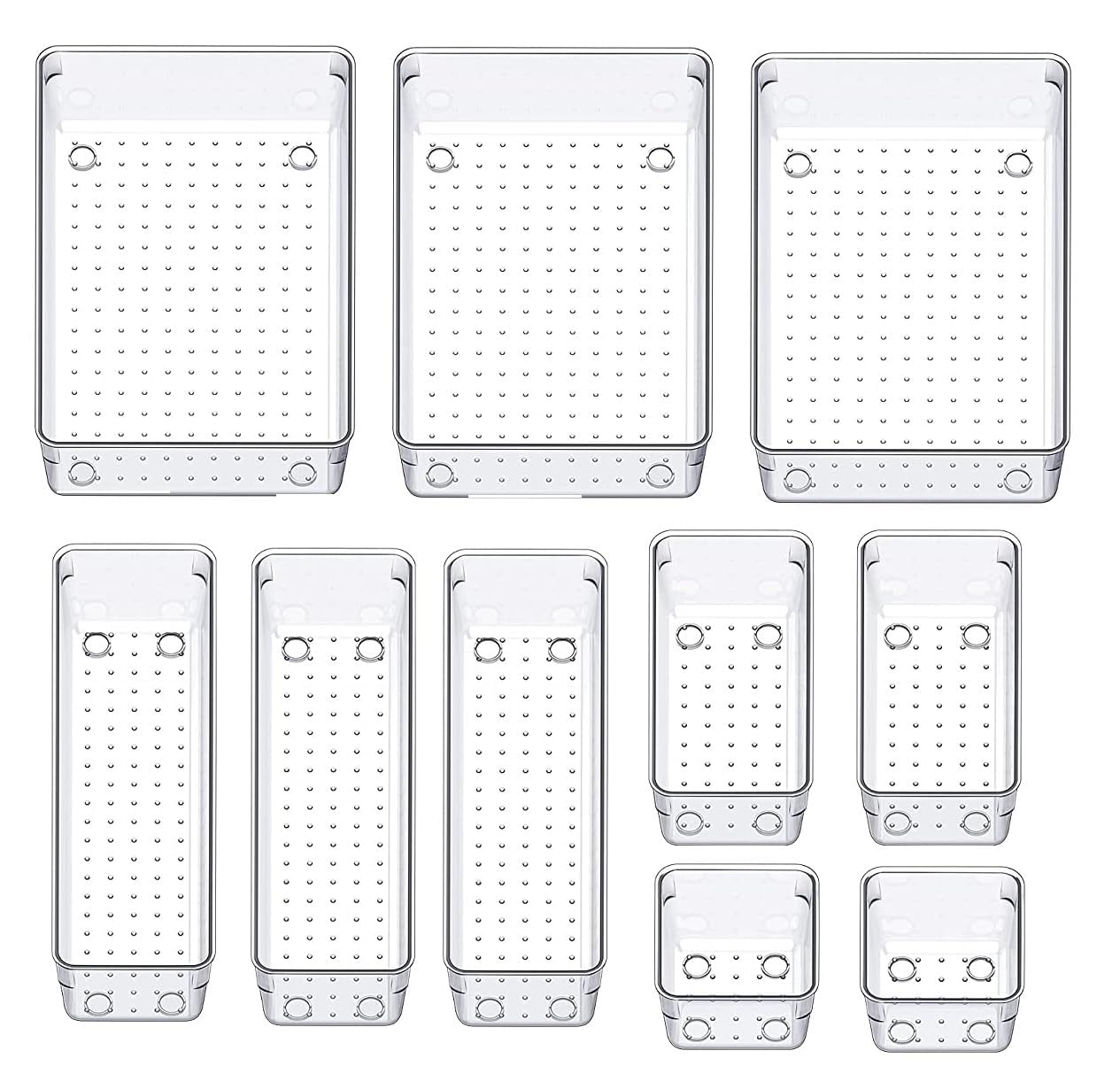 Kepzell 10 Pcs Drawer Organizer plastic Trays Storage Tray for Makeup, Jewelries, Utensils in Bedroom Dresser, Office and Kitchen (10 Pcs Drawer (Model-2))