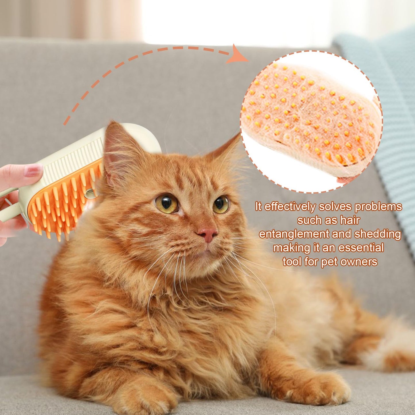 SUFANG Steam Brush for Cats and Dogs, 3 in 1 Brush for Cats with Steam, Steam Brush for Dogs, Steamy Cat Brush for Dogs and Cats Eliminate Unnecessary Dead Hair and Undercoat (B)