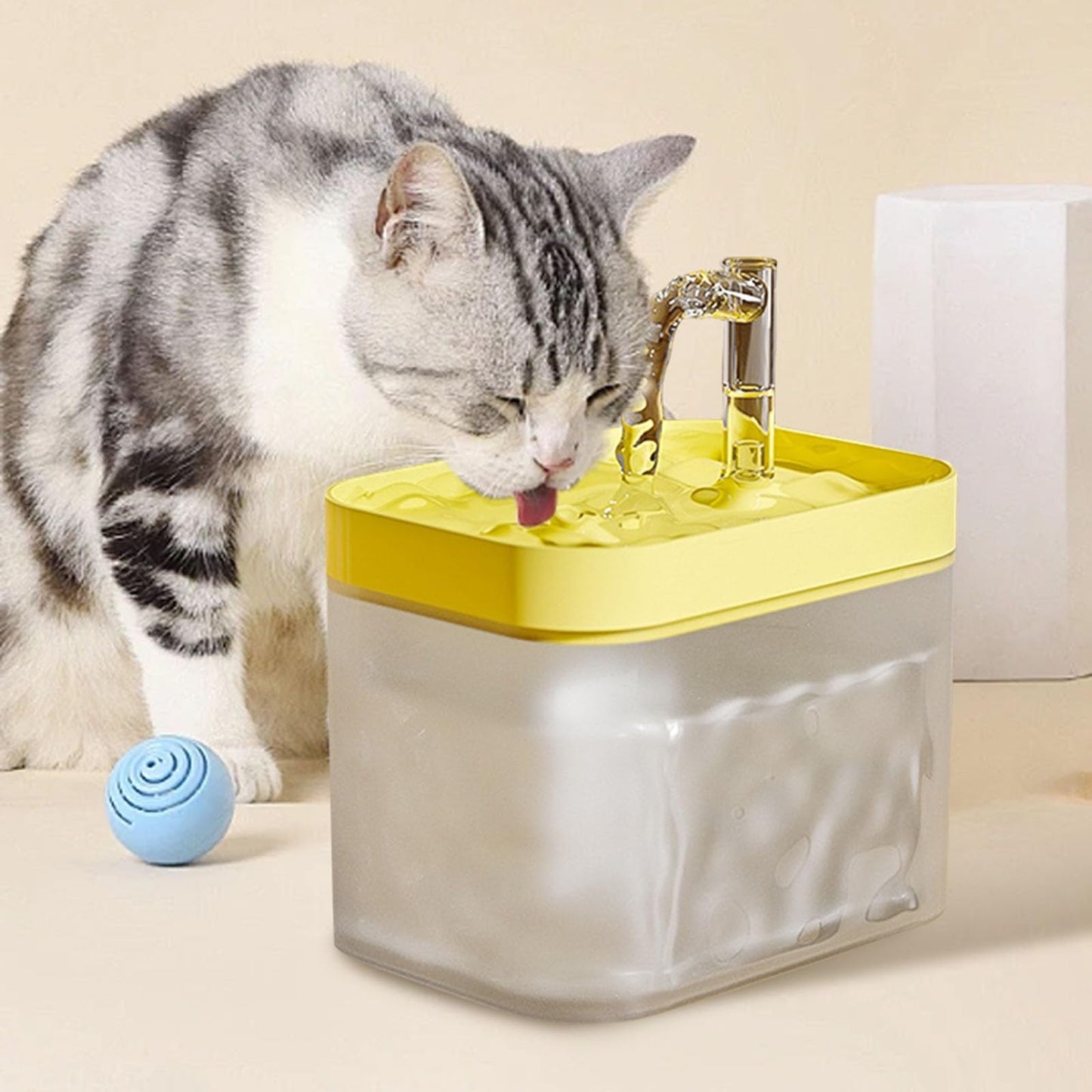 Water Fountain for Cats Without Electricity Stainless Steel Water Fountain with Motion Detector and Anti-Bacterial Water Filter