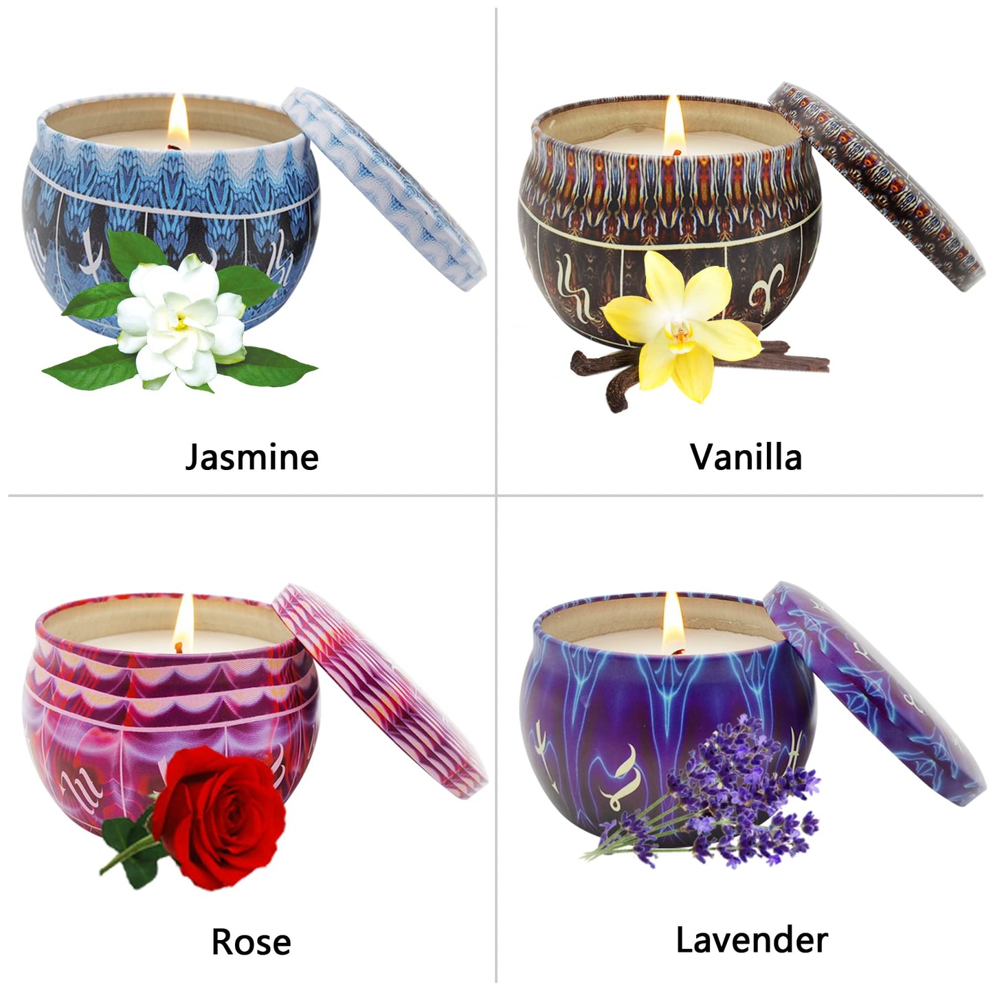 Scented Candles Gift Set, Bisenghy 23.3 Oz(1.46lb) Natural Soy Wax Candle Gift Set, 4 Packs Aromatherapy Candles for Women Stress Relief, Best for Mother, Birthday, Christmas