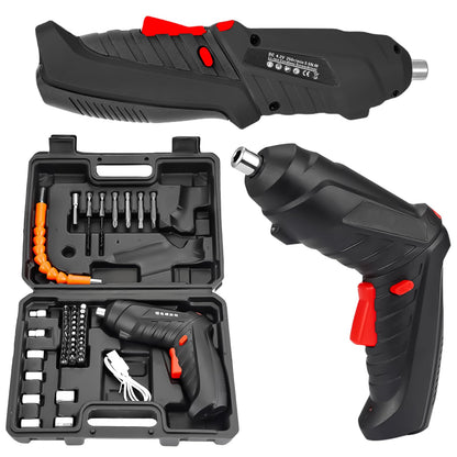 4.2 V Cordless Screwdriver, 3.5 Nm Small Cordless Screwdriver Set with 47-Piece Accessories (LED Light, USB Charging Cable and Case), Mini Electric Battery Screwdriver, Black Battery Drill for Screws,