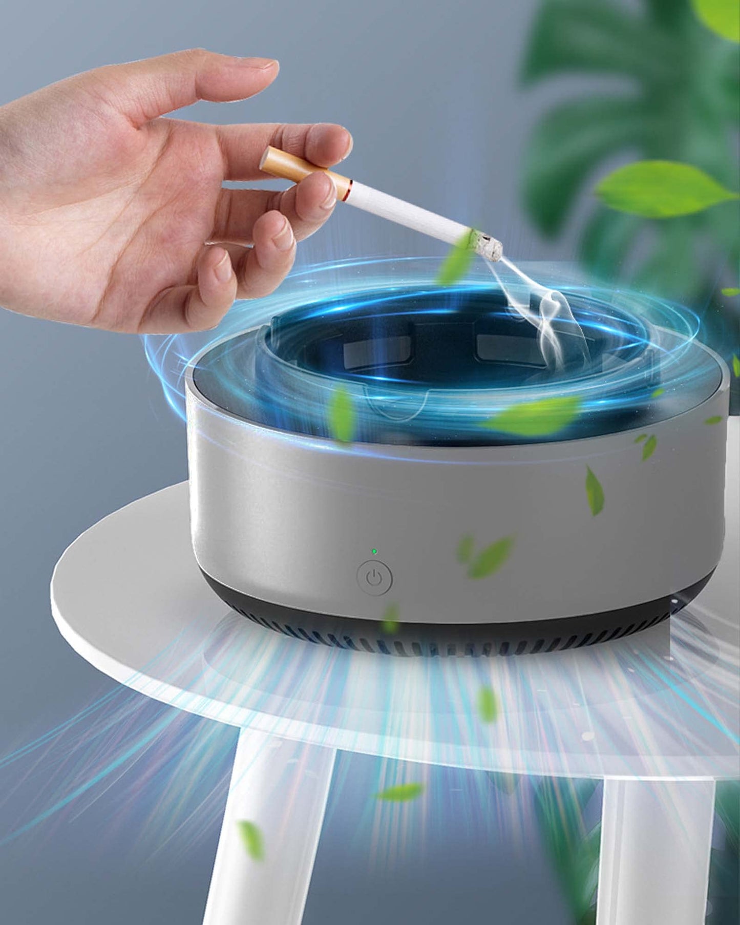 Smoke Vacuum Ashtray for Cars and Homes, Portable Smokeless Design with Lid, Multi-Purpose Air Purifier and Cigarette Holder, Ideal for Smokers, Lightweight and Durable