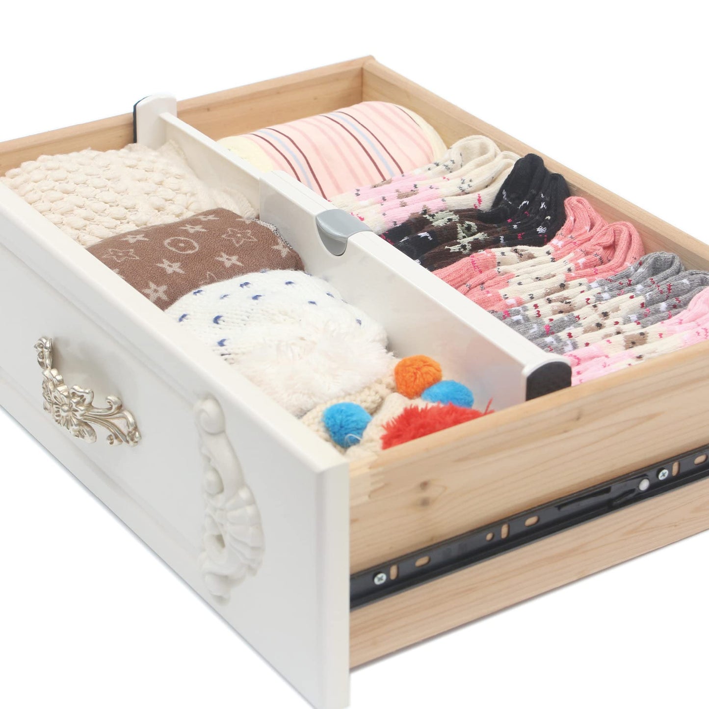 DIOMMELL 4 Pack Adjustable Dresser Drawer Dividers Organizers, Plastic Expandable Drawer Organization Separators for Kitchen, Bedroom, Closet, Bathroom and Office Drawers