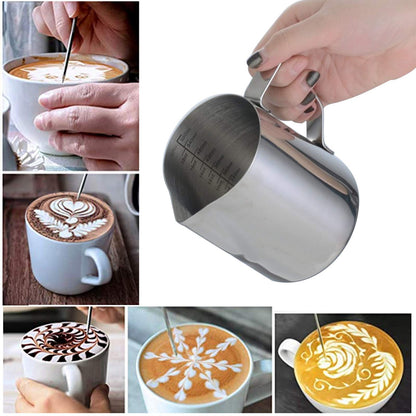 Yorten 304 Stainless Steel Milk Frothing Pitcher 350ml Milk Coffee Measurements Steaming Pitchers Suitable for Espresso Latte Art Frothing Milk