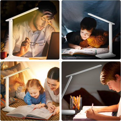 UEMPIRE Desk Lamp, LED, White, Plastic, Rechargeable, Touch Control, Anti-Blue Light, Eye-Caring, Study & Reading, Office & Home