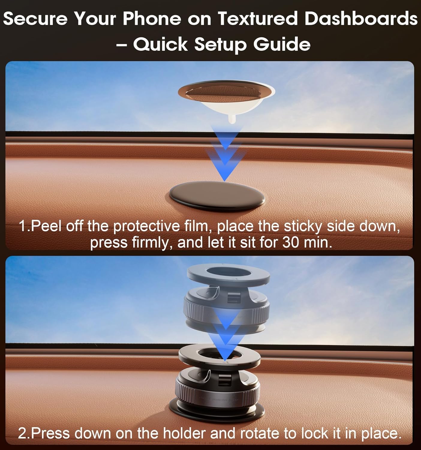 Upgraded Vacuum Suction Phone Holder | 360° Rotating Adjustable and Foldable Vacuum Magnetic Phone Holder with Strong Suction Cup for Car, Home & Travel | Car Mount Compatible with iPhone Android