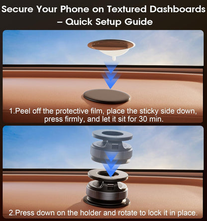 Upgraded Vacuum Suction Phone Holder | 360° Rotating Adjustable and Foldable Vacuum Magnetic Phone Holder with Strong Suction Cup for Car, Home & Travel | Car Mount Compatible with iPhone Android