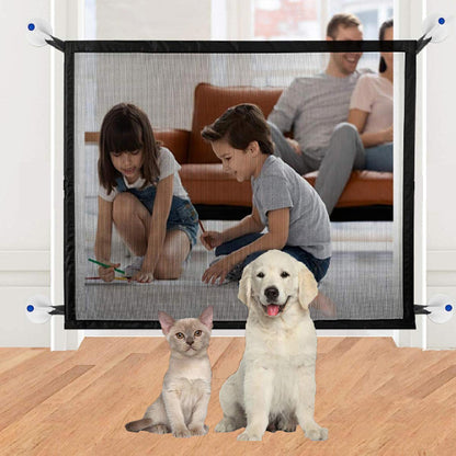 Pro for sho baby 43 inches x28 inches pet safety gate,baby gate,magic gate,portable folding mesh gate safe guard isolated,outdoor and indoor safety gate install anywhere.