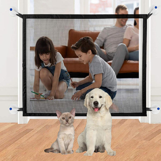 Pro for sho baby 43 inches x28 inches pet safety gate,baby gate,magic gate,portable folding mesh gate safe guard isolated,outdoor and indoor safety gate install anywhere.