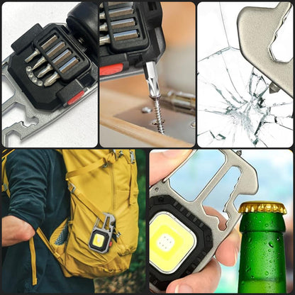 2 x Mini Portable Work Light 800 Lumens Keychain Rechargeable Flashlight, 7 Lighting Modes COB Small Keychains Flashlights Mini COB LED Work Light [Energy Class A++ ++]