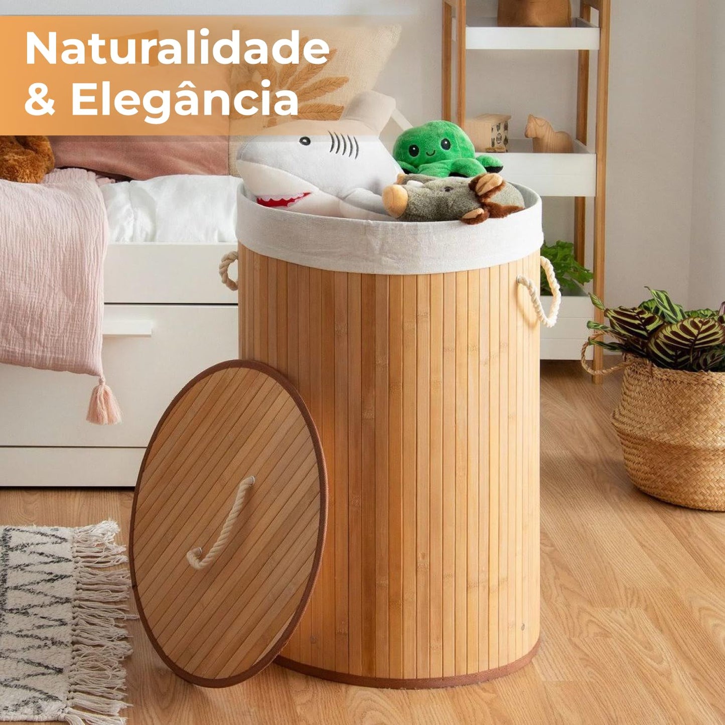 Bamboo Laundry Hamper 57L / 60L / 104L Round Rectangular Double Bathroom Laundry With Lid Black Bamboo Laundry Hamper Large Rectangular Clothes Basket Lined With Handles (Natural Bamboo, 57)