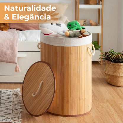 Bamboo Laundry Hamper 57L / 60L / 104L Round Rectangular Double Bathroom Laundry With Lid Black Bamboo Laundry Hamper Large Rectangular Clothes Basket Lined With Handles (Natural Bamboo, 57)