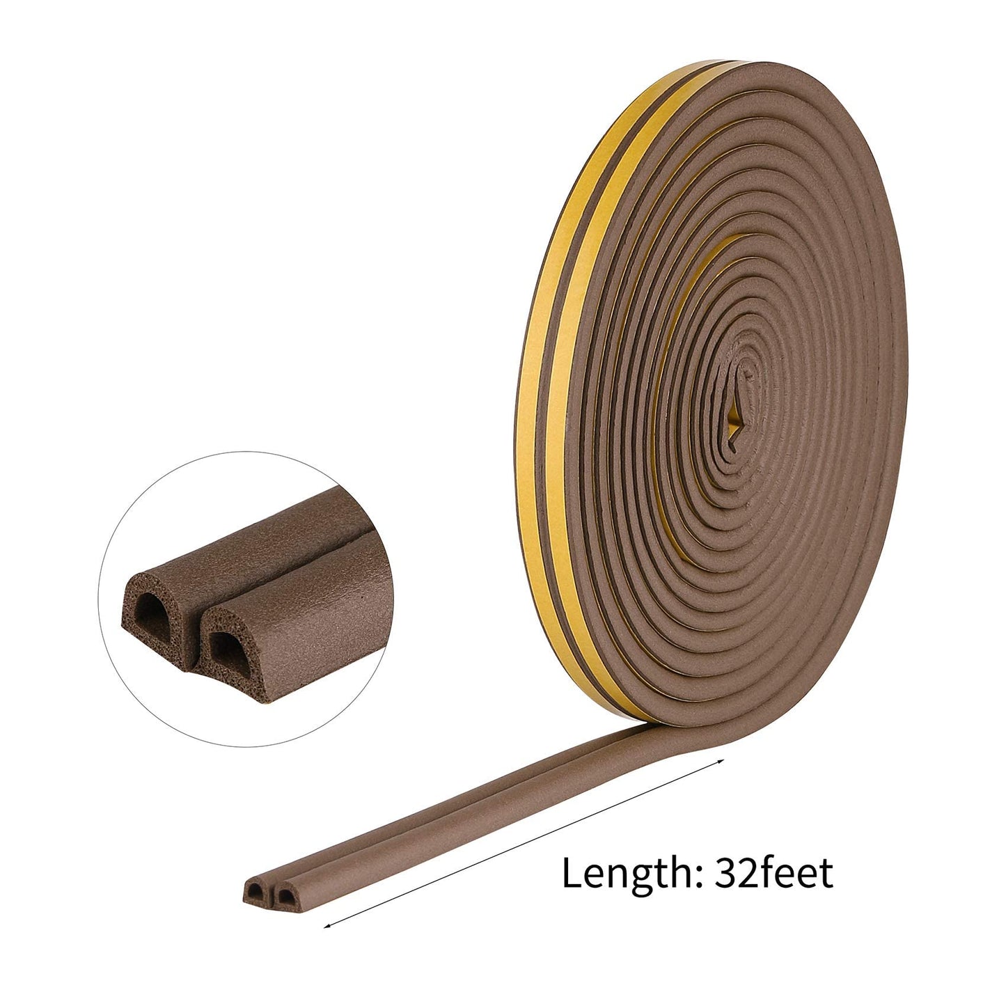 EAYIRA Weather Stripping Door Seal Strip Weatherstrip Front Window Frame Foam Adhesive Rubber Soundproof Insulation Waterproof Dust-Proof Anti-Collision D-Shape 3m