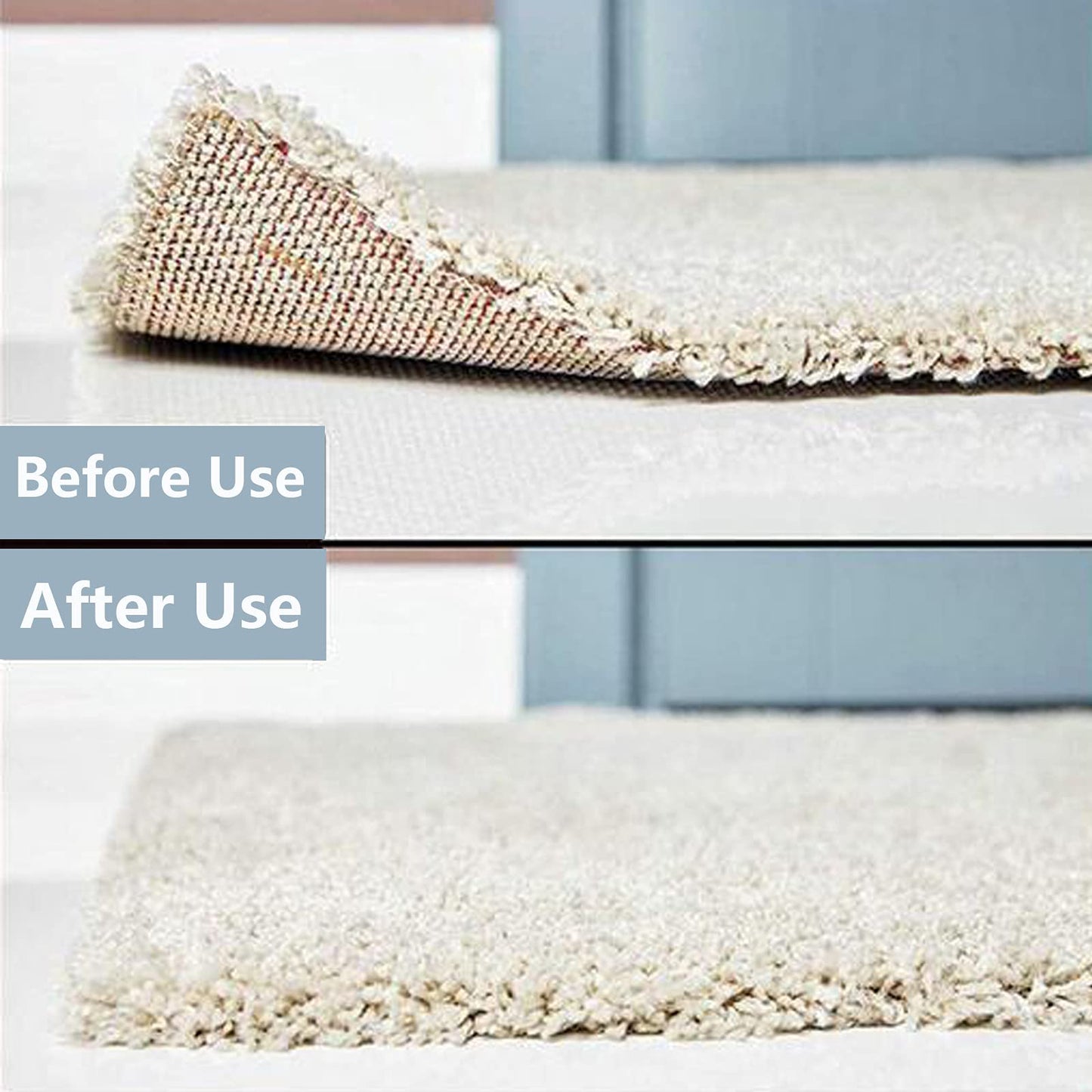 12 Pcs Non-Slip Rug Gripper, Rug Grippers for Hardwood Floors, Reusable Rug Tape for Area Rugs, Carpet Rug Tape for Bathroom Rugs Outdoor Rugs Tile Floors, Floor Mats (Black).