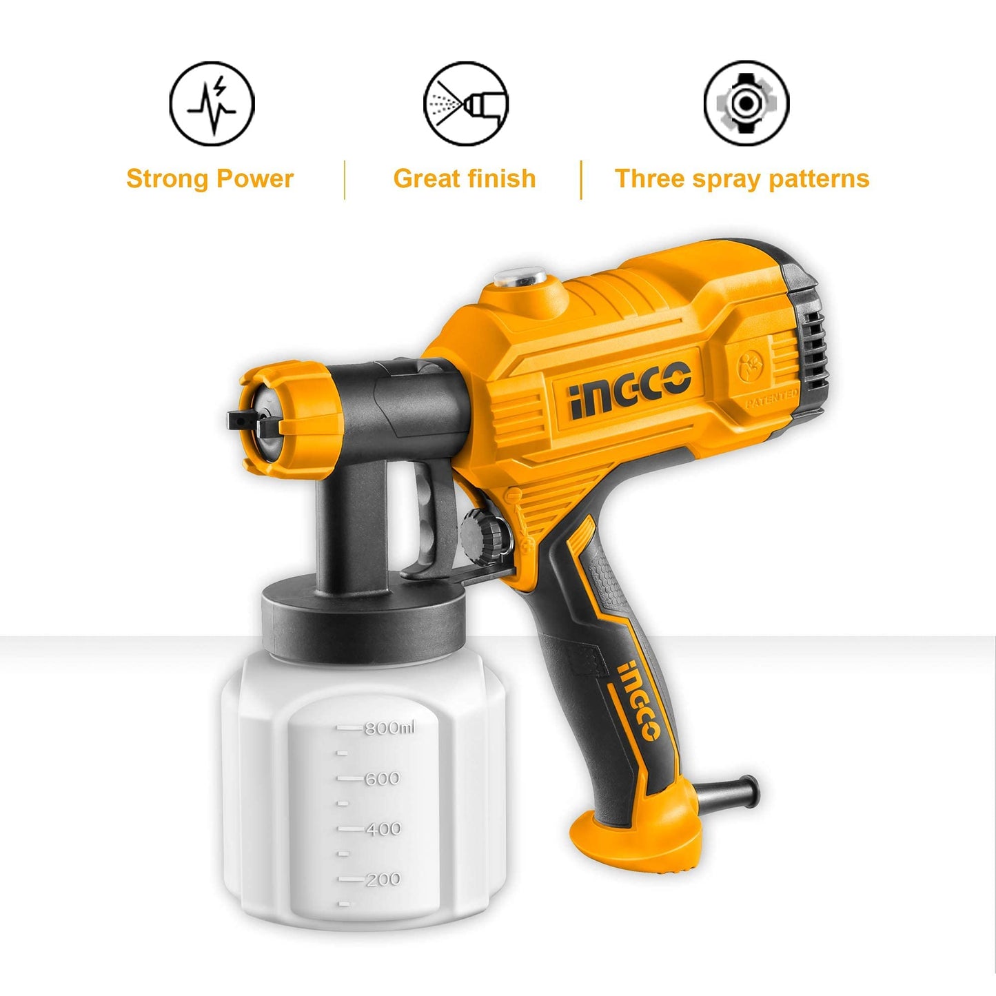 INGCO Cord Paint Sprayer Spray Gun 450W 800ml Fence Painter Sprayer for Fencing, Ceiling, Walls SPG3508