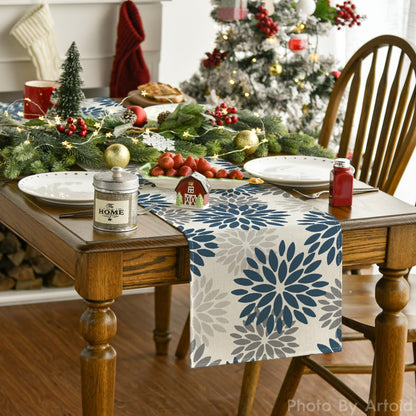 INTEX HOME Velvet Floral Table Runner, Soft Linen Fabric, Machine Washable, Rectangular Design, 1 Piece, 45 x 135 cm, Black x Grey, Dining Table Decoration for Home, Events and Special Occasions