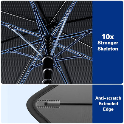 Jasvic car windshield sun shade umbrella - foldable car umbrella sunshade cover uv block car front window (heat insulation protection) for auto windshield covers trucks cars (large)