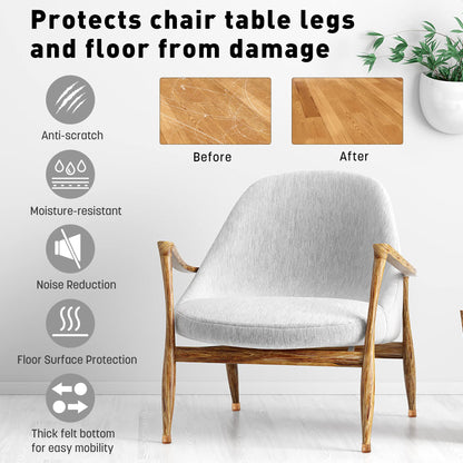 24PCS Upgraded Silicone Chair Leg Floor Protectors for Hardwood Floors, Felt Bottom Furniture Leg Cover, Ruby Sliders for Chair Legs, Non-Slip Round&Square Pads Caps to Scratch and Reduce Noise