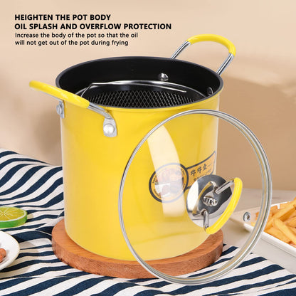 jerss 3L Deep Fryer Pot with Basket, 304 Stainless Steel Mini Deep Oil Fryer Anti Scalding Silicone Handle for Tempura Chips, Fries, Fish and Chicken