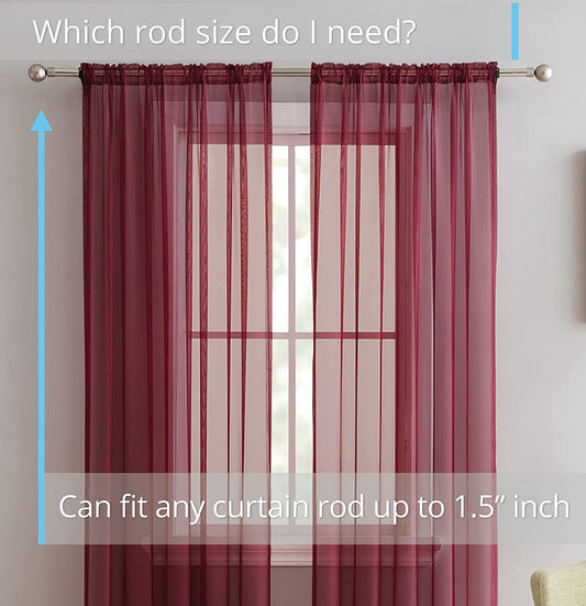 Elegant Voile Chiffon Curtains - Rod Pocket Design - Luxury Soft Fabric 1 Panel