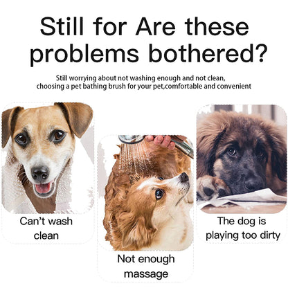 Dog Grooming Brush, Pet Shampoo Bath Brush Shower Wash Glove Soft Rubber Soothing Massager with Adjustable Strap Handle for Long Short Haired Dogs Cats Puppy Washing Grooming Cleaning Loose Fur & Dirt