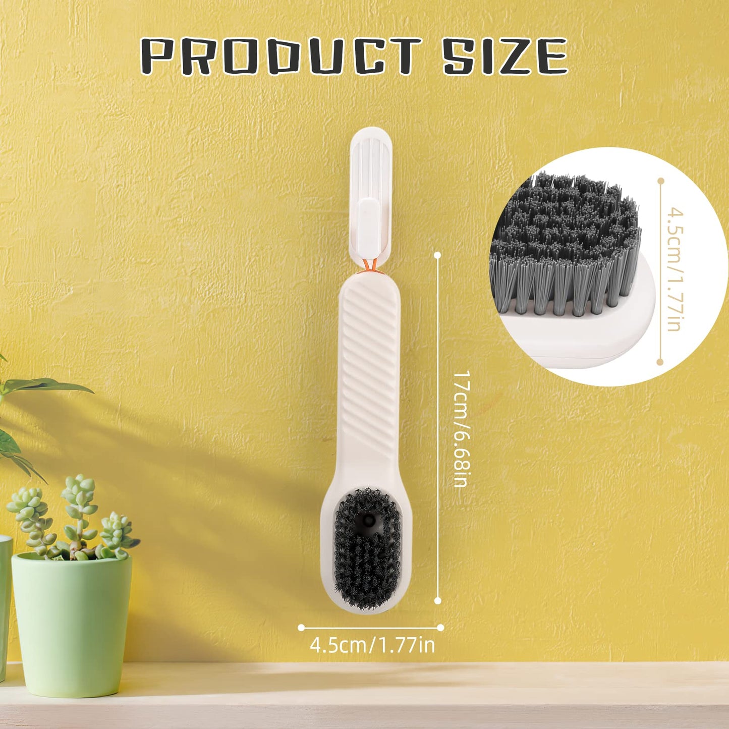 Zoomarlous Shoe brush with soft bristles, multifunctional household brush with liquid box, shoe brush with detergent dispenser, cleaning brush for shoes clothes (white)