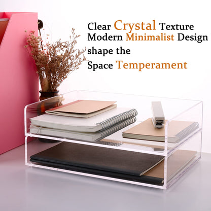 1-Piece Acrylic 4-Tier Paper Organizer Tray, 35 x 26 x 26 cm, Clear File Storage Rack for Desk, Office Accessories, School Supplies, Document Sorting