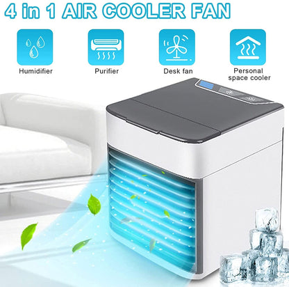 VVLXRIC Quiet Portable Air Conditioner – 7 Colours LED Lights Portable Air Conditioner – 3 Adjustable Speeds Fan for Car, Family Travel Office