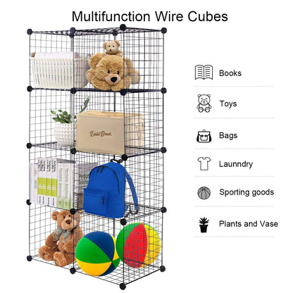 Wire Storage Cubes Modular Shelving Unit DIY Metal Grid Closet Organizer System, Bookcase, Cabinet (8 Cubes)