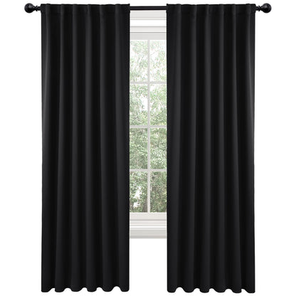 Elegant Blackout Curtains-Back Tap design-thermal Insulated fabric-for room Darkness - 1 Piece (Black 135W X 230L CM)