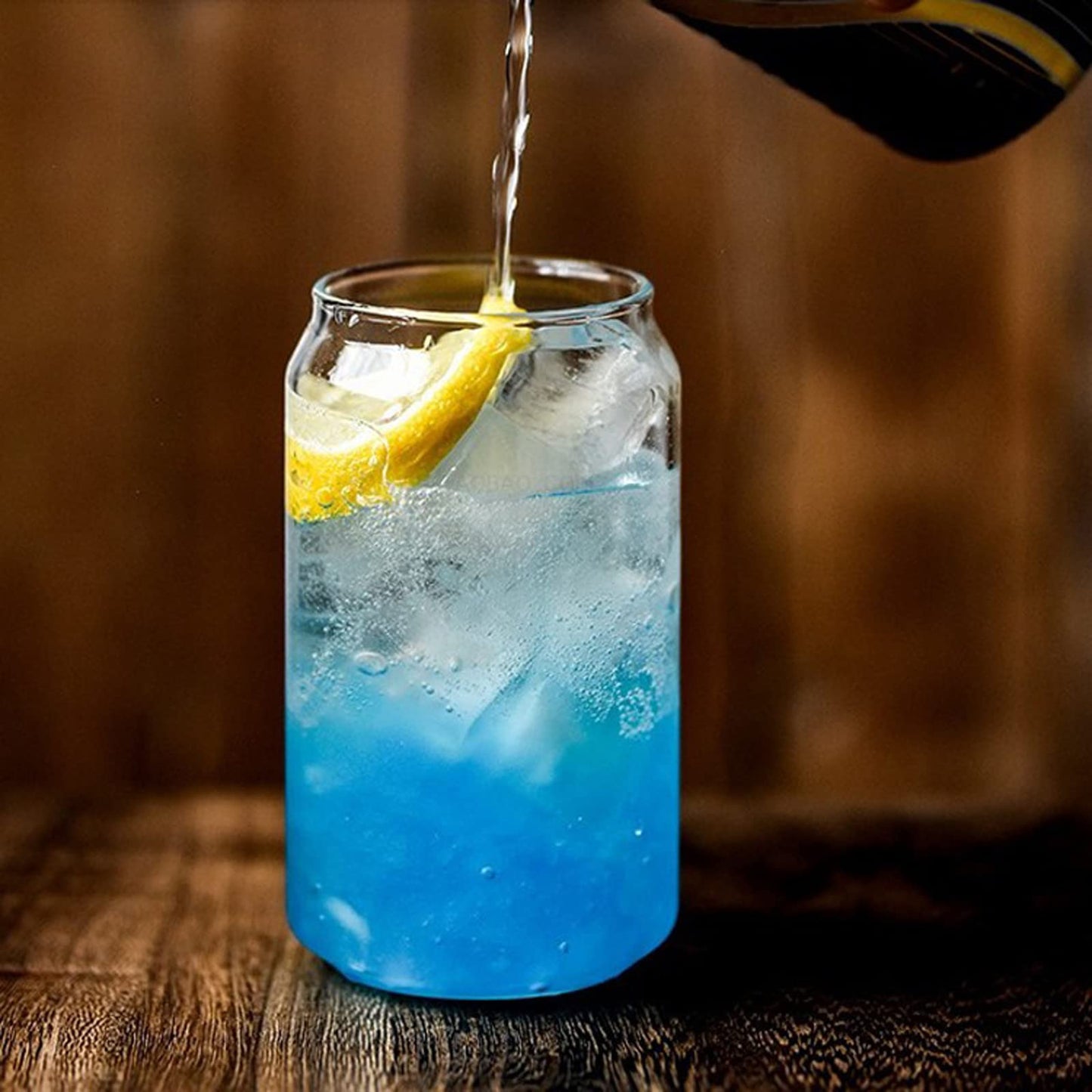 2Pcs Drinking Glasses with Bamboo Lids and Straws, Beer Can Glass Tumbler Glasses Ice Coffee Cup for Milk Coffee Ice Water Cocktail