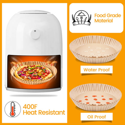 100 PCS Large Air Fryer Disposable Paper Liner, Non-stick Air Fryer Liners, Oil-Proof Air Fryer Parchment Paper, Food Grade Round Baking Paper For Frying Baking Roasting Microwave, 100PCS, 8 Inch.