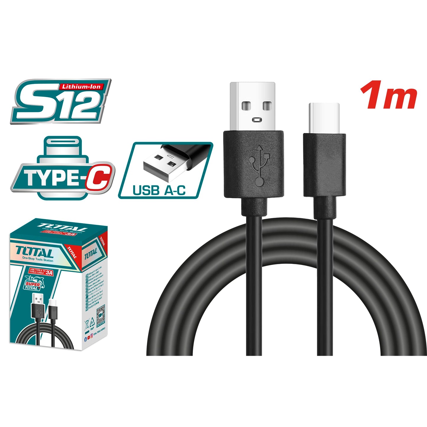 Total USB type-A to type-C cable,Cable length:1M-TIUCC01