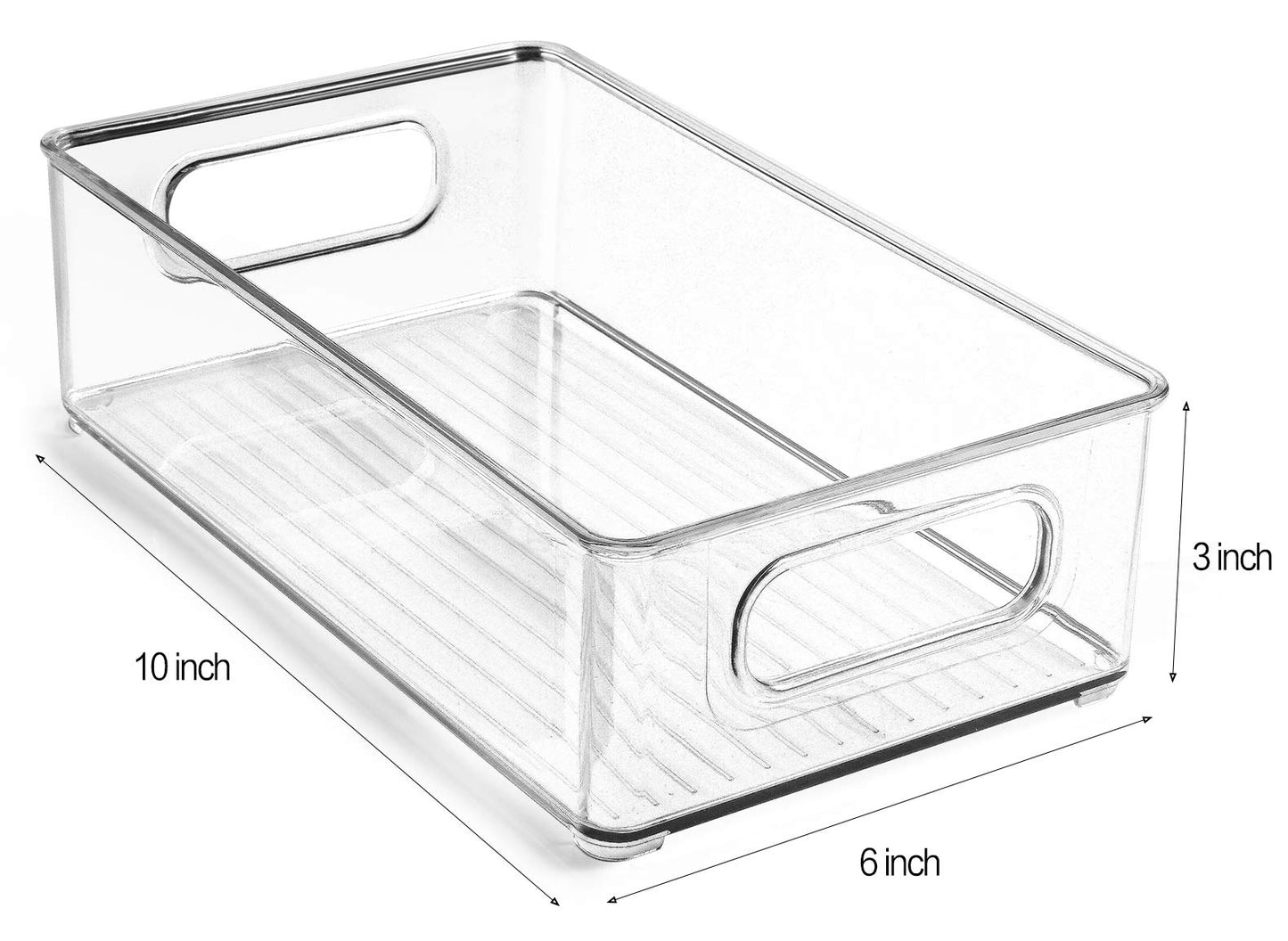 Refrigerator Organizer Bins, 6 PACK Organizer Bins Stackable Fridge Organizers with Cutout Handles for Freezer, Kitchen, Countertops, Cabinets - Clear Plastic Pantry Food Storage Rack