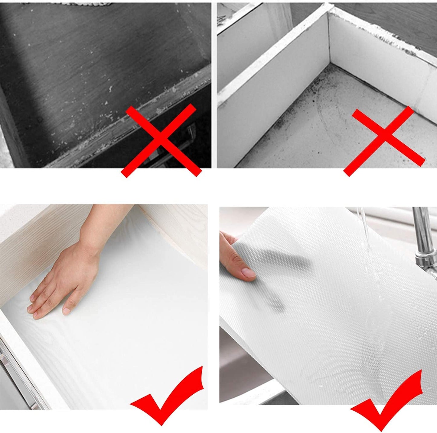 RasoiKraft 45X500cm Non-Slip Non-Stick Drawer Bottom Mat Liners. (1, White)