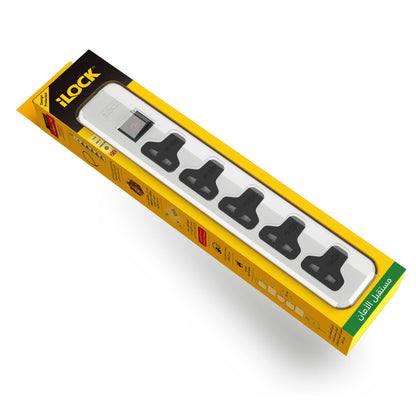 iLOCK power strip 5 universal outlets with overload switch (white)