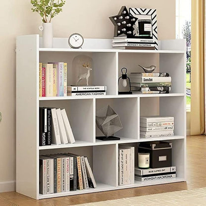 Wood Bookshelf Organizer in White, 90x20x80cm Geometric Display Shelf for Modern Home, Library, or Office, S-Shaped Freestanding Bookcase, Unique Design for Every Room