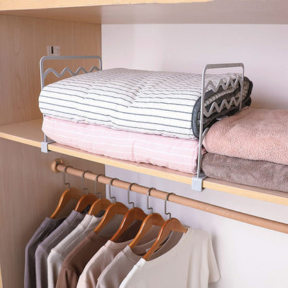 Useful shelf system without drilling, practical shelf divider, shelf divider set, dividers for cupboard, shelf divider, wardrobe for storage and organisation in bedroom, kitchen, office (white, grey)