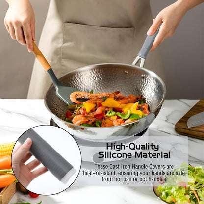 HaRvic Silicone Pot Handle Sleeve Heat Insulation Silicon Cover Pot Handle Cover Cast Iron Silicone Handle Cover Pan Handle Sleeve Silicone Pan Handle Grip Self-Shrink Handle Sleeve Any Handle & Grip