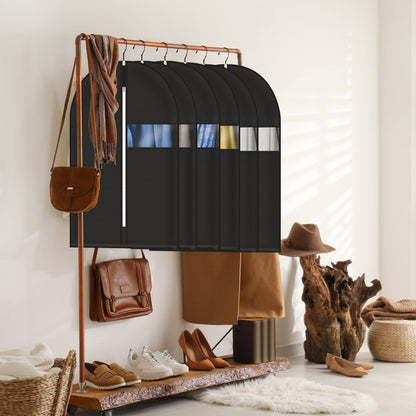 5-Pack Clothes Storage Garment Bags, Breathable Non-Woven Suit Covers with Zipper and Clear Window, Dust and Moth Protection for Suits, Jackets, Dresses, and Shirts, 100x60 cm