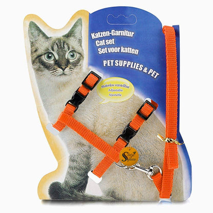 Sage Square Soft Adjustable Harness with Leash Rope Set for Cat/Kitten of Nylon (Orange)