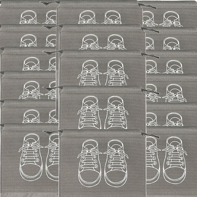 Large Shoe Storage Bags, Dustproof Drawstring Shoe Bags with Transparent Window, Waterproof Travel Organizer, Portable Shoe Pouches - Grey - 17 pieces