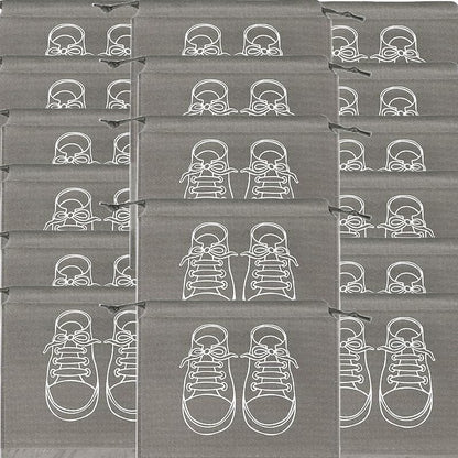 Large Shoe Storage Bags, Dustproof Drawstring Shoe Bags with Transparent Window, Waterproof Travel Organizer, Portable Shoe Pouches - Grey - 17 pieces