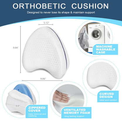 وسادة ركبة لمن ينامون على جانبهم، وسادة ساق تقويمية لتخفيف الألم، تصميم مريح لمحاذاة الورك والعمود الفقري والمفاصل، إسفنج ميموري فوم، غطاء قابل للغسل وجيد التهوية، مثالية لنوم مريح