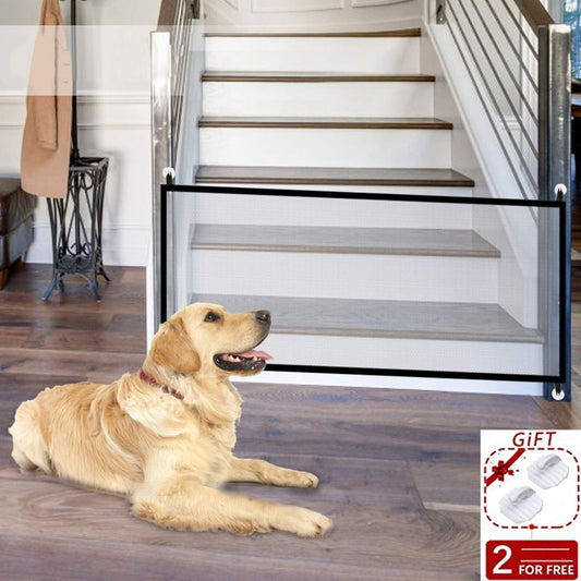 43.3" x 30.9" Dog gate,Pet Gate,Baby gate,Magic Gate Portable Folding mesh gate Safe Guard Isolated Gauze Indoor and Outdoor Safety Gate Install Anywhere for Dogs