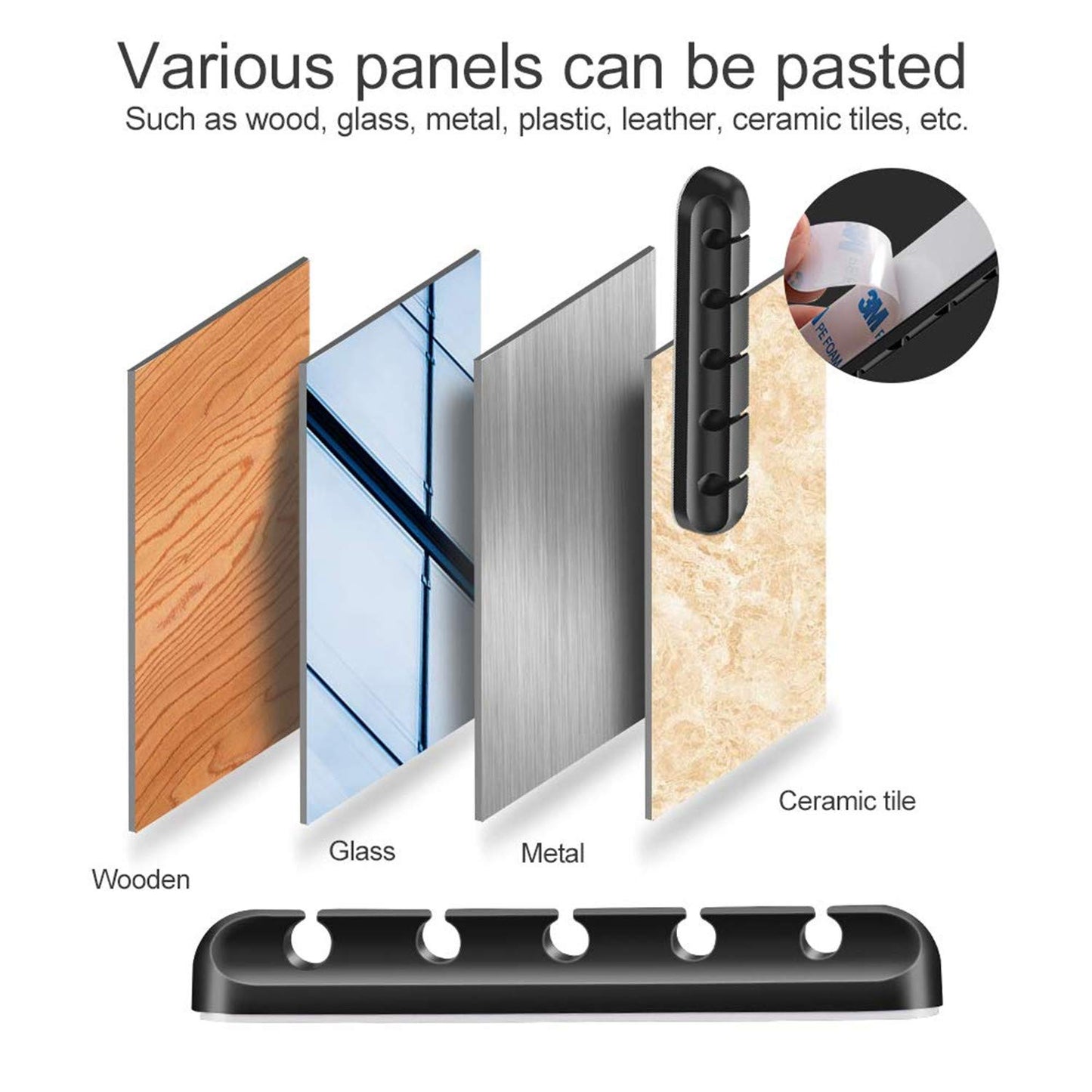 HUBEI Cable Clips Cable Management Organizer, Adhesive Hooks, Cable Holder for Power Cables and Cables for Charging Accessories, Mouse Cable, PC, Office and Home (5)