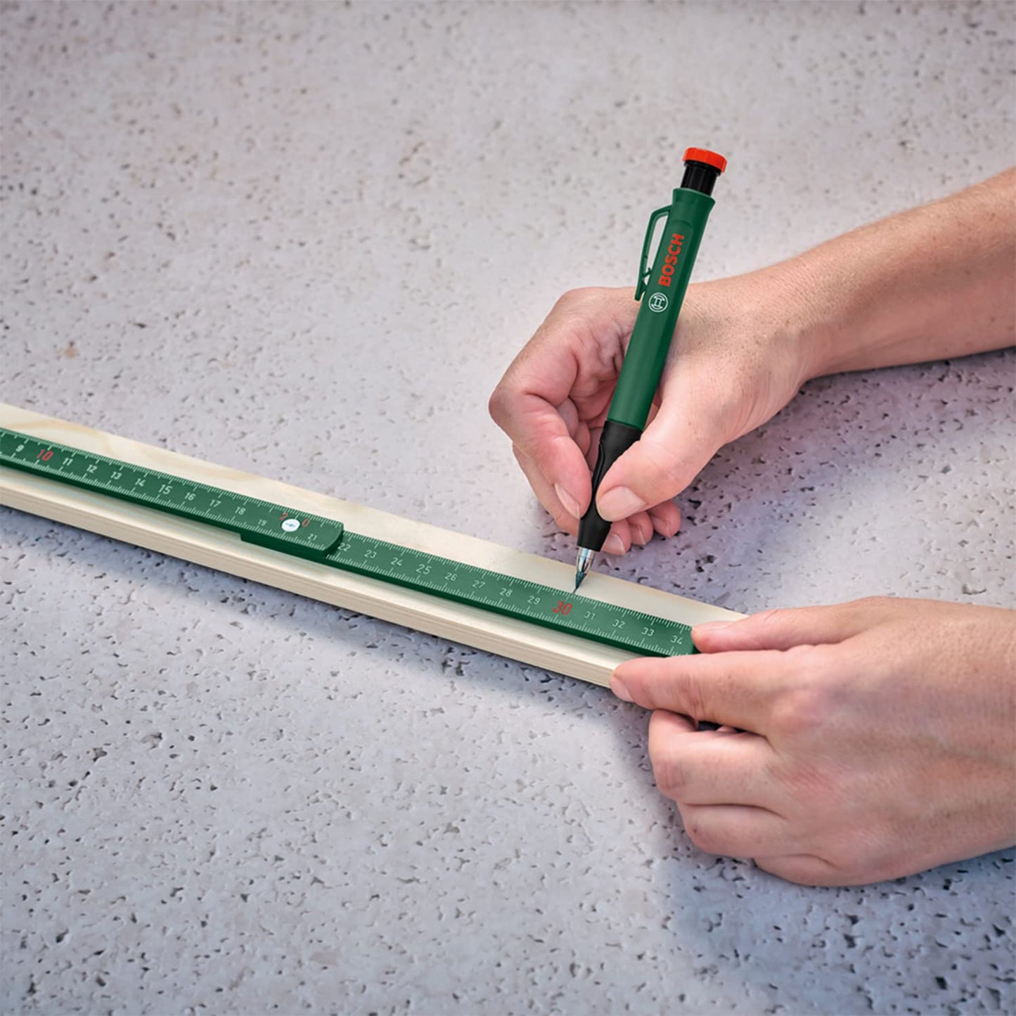 Bosch Deep Hole Marker Pencil (Clever and Robust Deep-Hole Pencil for Marking Stone, Wood, Paper and Multiple Materials; Built-in Sharpener)